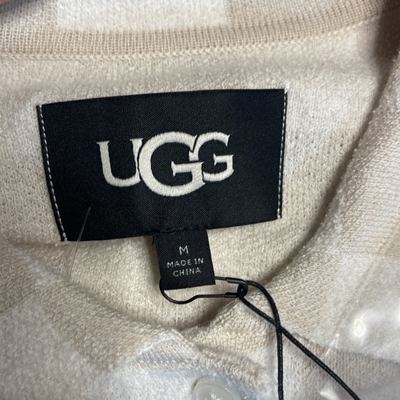 NWT UGG W Jeannie button down sweater color Nant cream check lightweight med. - Picture 9 of 13